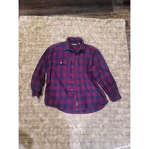 M.FINE & SONS 100% Cotton Flannel Men's Button Down Shirt Xl Red And Blue Plaid